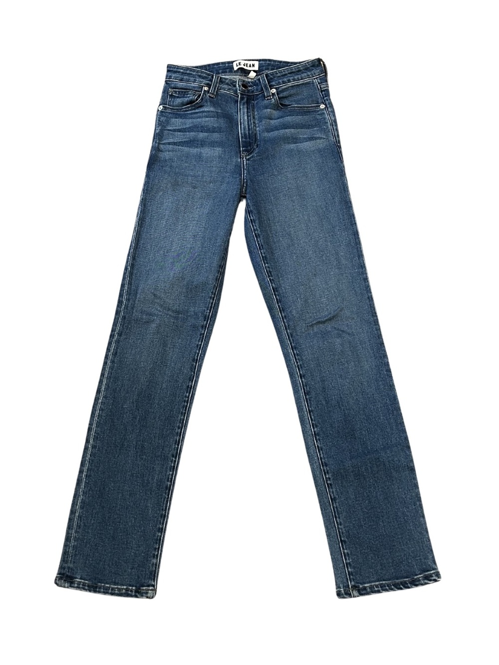 Le Jean High Rise Lara Slim Straight Jeans | Medium Blue | Size 25